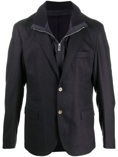 Eleventy Layered Single-breasted Blazer In Blue