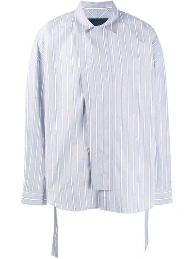 Juunj Vertical Striped Belted Shirt In Blue