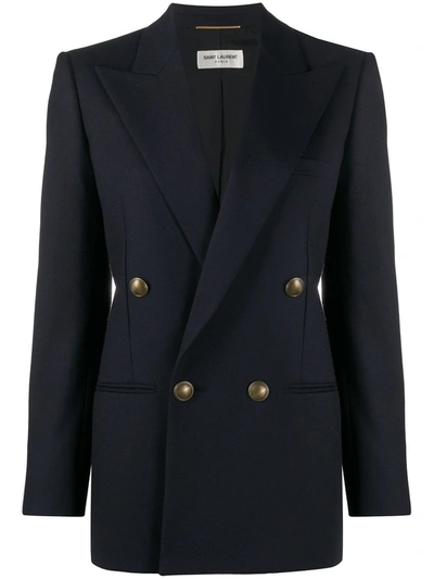 Saint Laurent Wool Jacket In Blue