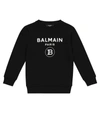 Balmain Kids' White Logo Print Sweatshirt In Black
