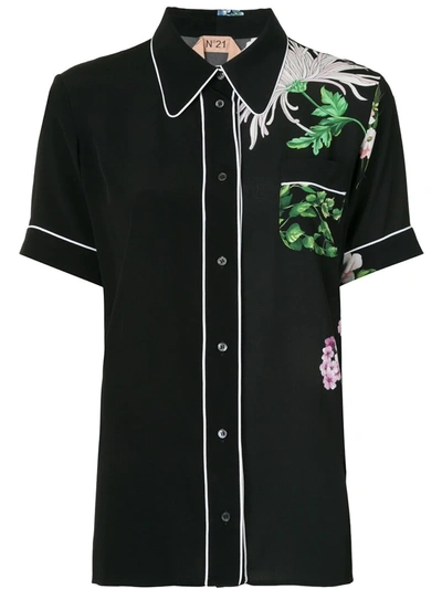 N°21 Floral Print Pyjama Shirt In Black