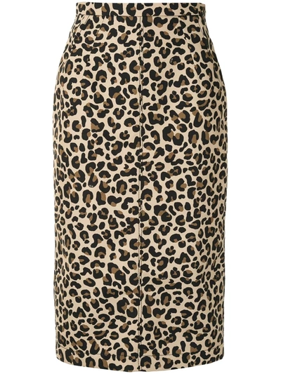 N°21 Leopard Print Marina Pencil Skirt In Neutrals