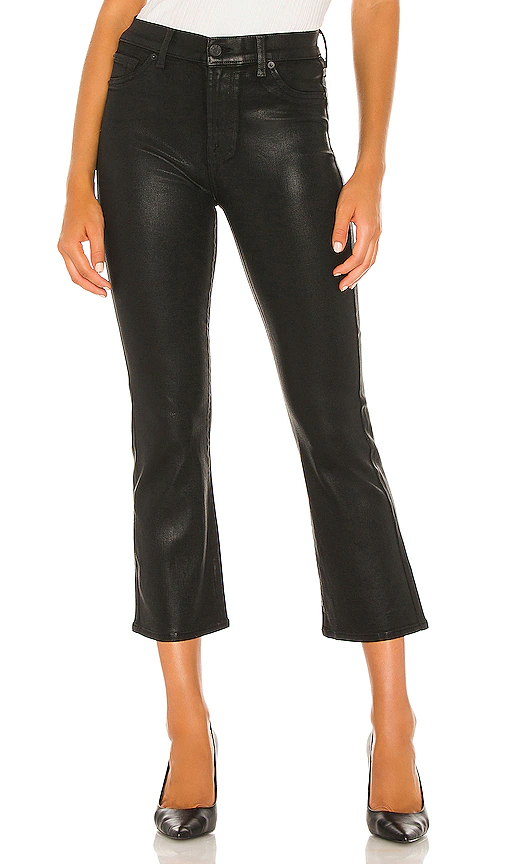 black coated flare jeans