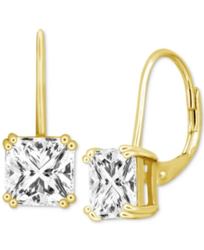 Essentials Cubic Zirconia Square Drop Earrings In Silver Or Gold Plate