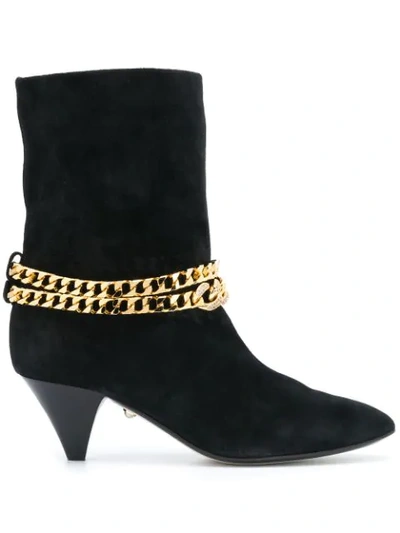 Alevì Futura 055 High Heels Ankle Boots In Black Suede