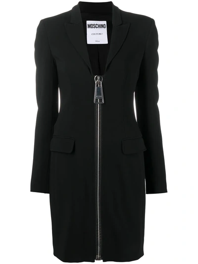 Moschino Zip Viscose Blazer- Dress In Black