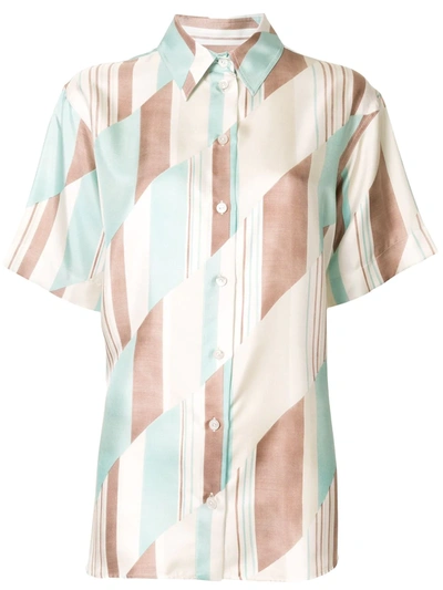 Jil Sander Geometric Short-sleeved Silk Shirt In Multicolour