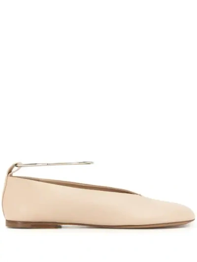 Jil Sander Ankle-bracelet Ballerina Shoes In Neutrals