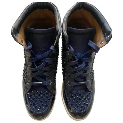 Pre-owned Jimmy Choo Glitter Trainers In Navy