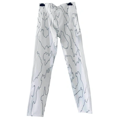 Pre-owned Calvin Klein White Polyester Trousers