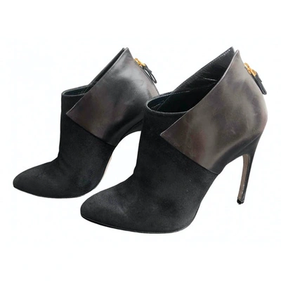 Pre-owned Sergio Rossi Leather Ankle Boots In Black