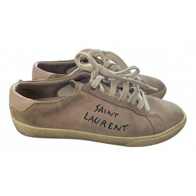 Pre-owned Saint Laurent Court Trainers In Beige