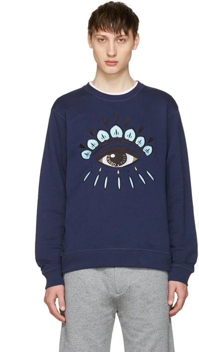 Kenzo Sweatshirt With Embroidered Eye In Blue