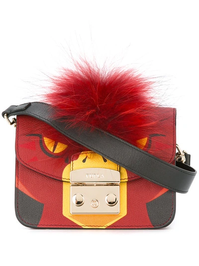 Furla Metropolis Jungle Parrot Red Leather Shoulder Bag In Rubino
