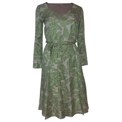 Pre-owned Kenzo Silk Mid-length Dress In Green