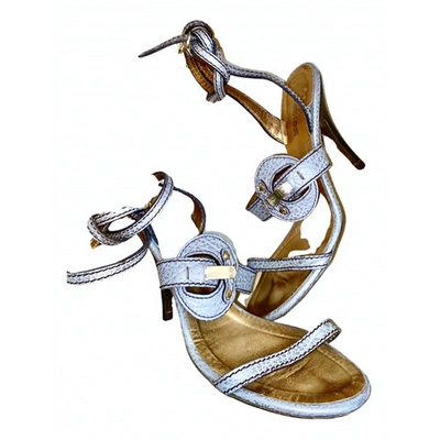 Pre-owned Roberto Cavalli Leather Sandal In Grey