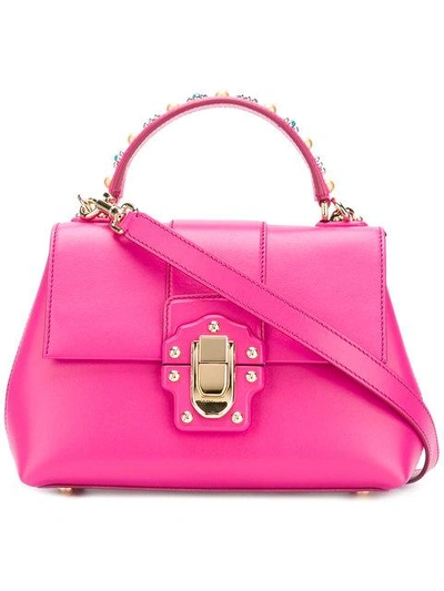 Dolce & Gabbana Lucia Leather Shoulder Bag In Pink