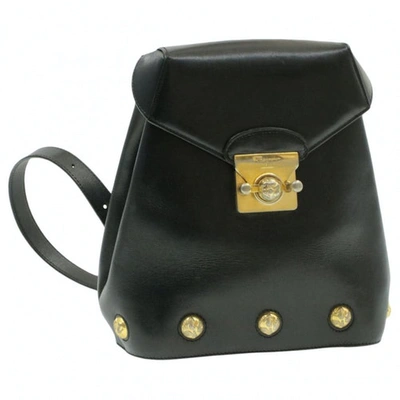 Pre-owned Ferragamo Black Leather Backpack