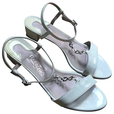 Pre-owned Ferragamo White Patent Leather Sandals