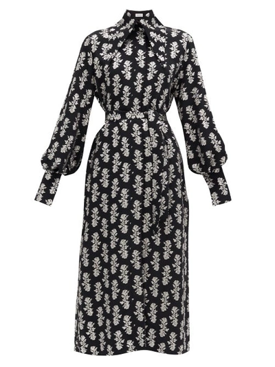 16arlington Namika Puritan-collar Fil-coupé Crepe Shirt Dress In Black  Print | ModeSens