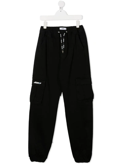 Msgm Kids' Elasticated Waist Trousers In Black