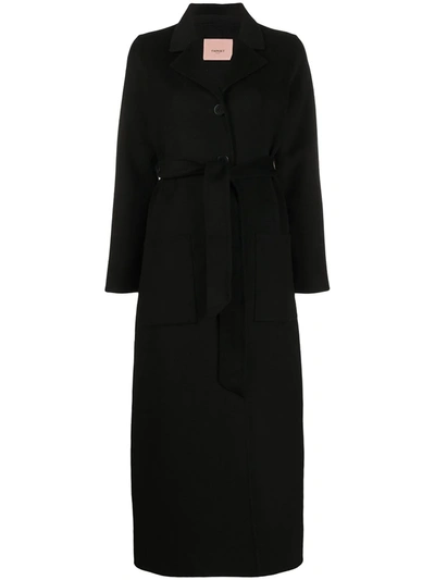 Twinset Belted Trench Coat In 00006 Black