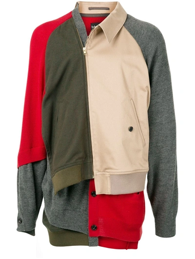 Kolor Asymmetric Colour-block Jacket In Grey