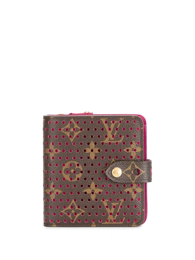 Pre-owned Louis Vuitton 2006  Perforated Compact Zip Wallet In Brown