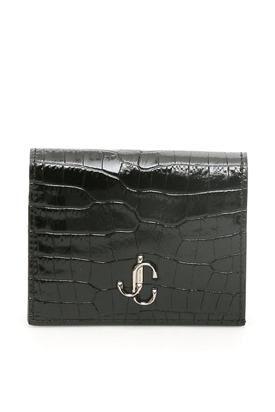 Jimmy Choo Monogram Hanne Wallet In Black