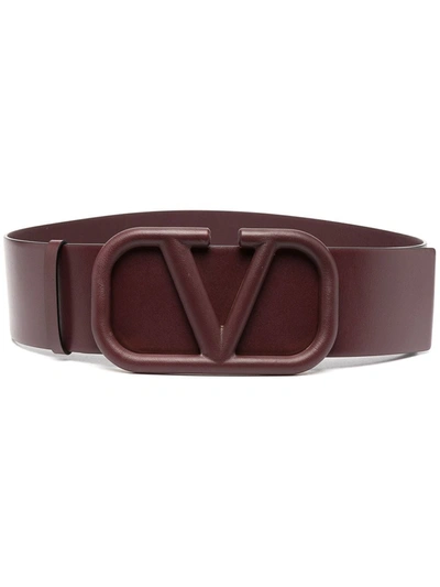 Valentino Garavani V-logo Leather Belt In Red