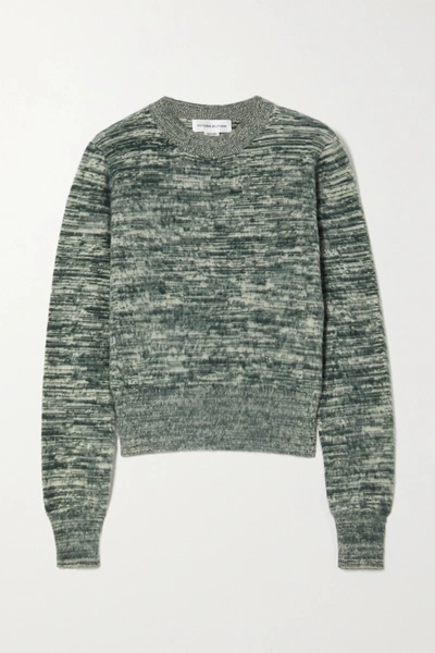 Victoria Beckham Mélange Brushed-cotton Sweater In Green