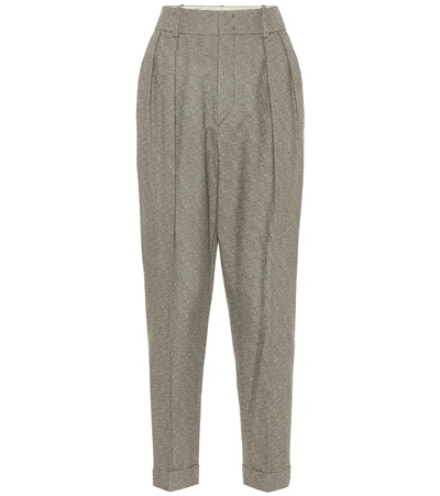 Isabel Marant Oceyo Pleated Woven Tapered Pants In Gray