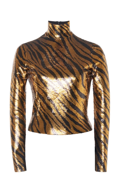 Balenciaga Women's Sequined Zebra Print Top In Gold