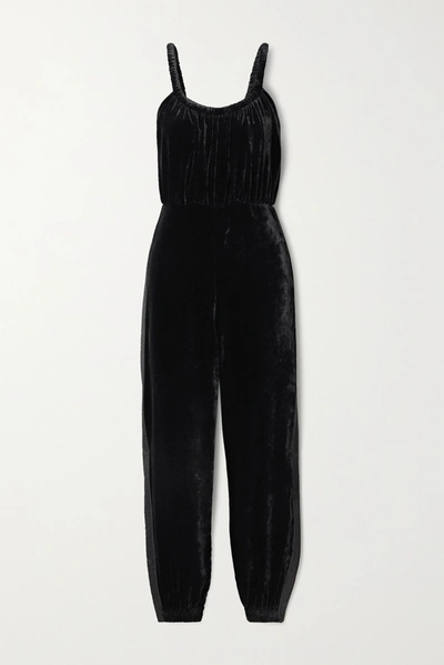Fendi Twisted Satin-trimmed Velvet Jumpsuit In Black