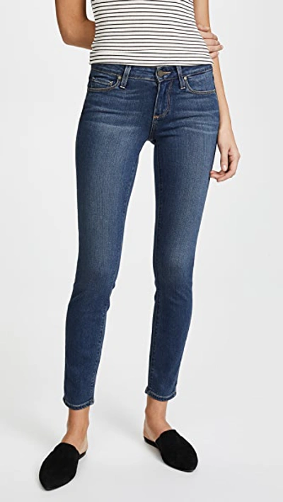 Paige Skyline Mid Rise Cropped Skinny Jeans In Greece In Blue