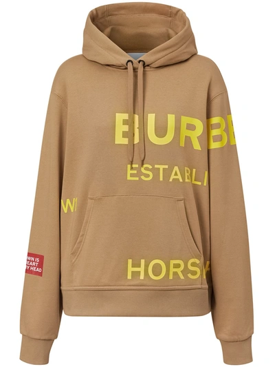 Burberry Horseferry Logo Cotton Jersey Hoodie In Brown
