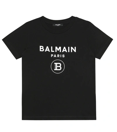 Balmain Kids' Logo Print T-shirt In Black/silver