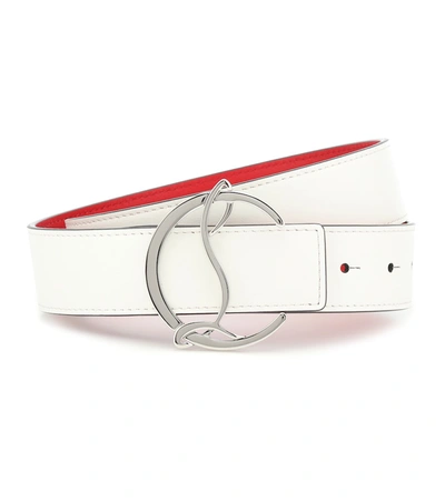 Christian Louboutin Cl Logo Reversible Leather Belt In White