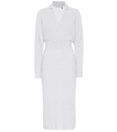 Agnona Cashmere And Cotton-blend Midi Dress In Grey