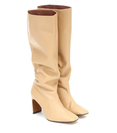 Souliers Martinez Enero Knee-high Leather Boots In Beige