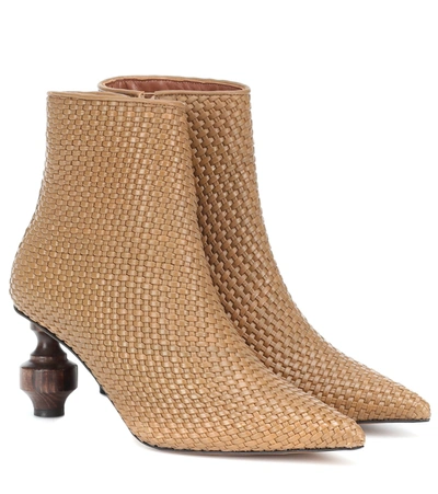 Souliers Martinez Viernes 80 Leather Ankle Boots In Beige