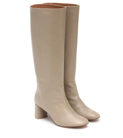 Loq Donna Leather Knee-high Boots In Grey