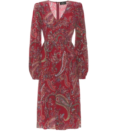 Etro Silk Crêpe De Chine Midi Dress In Red