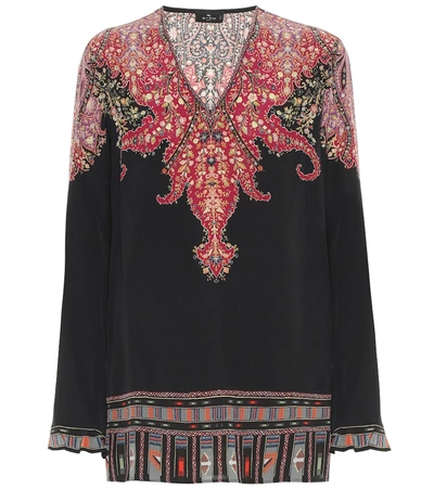 Etro Paisley-print Long Sleeved Blouse In Fant Nero