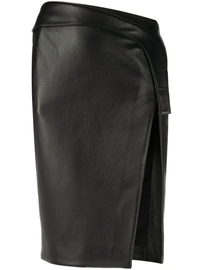 Mugler High-rise Leather Skirt In Black