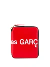 Comme Des Garçons Zip-around Huge Logo Wallet In Red,white