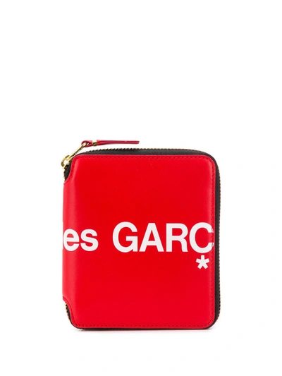 Comme Des Garçons Zip-around Huge Logo Wallet In Red