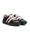 Gucci Kids' New Ace Leather Sneakers In Black
