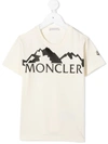 Moncler Kids' Logo Print Cotton Jersey T-shirt In White