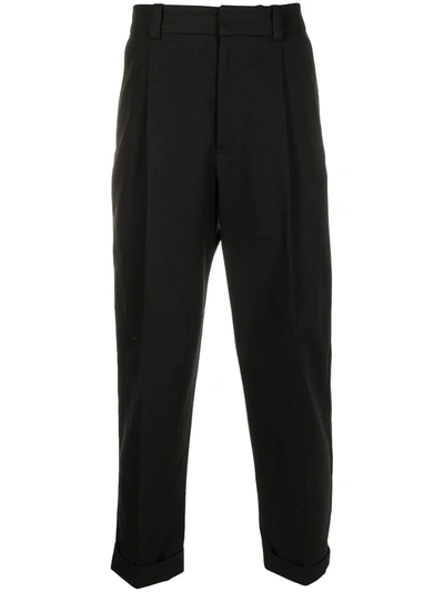 Acne Studios Pleated Twill Chinos In Black